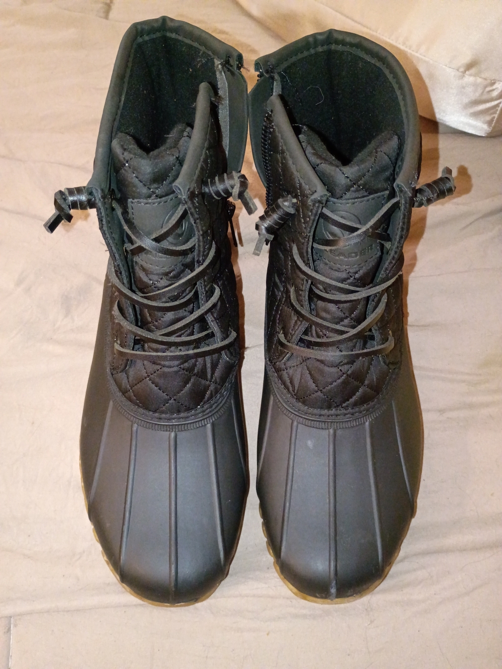 ALEADER Black Winter Duck Boots - Waterproof Lace-Up